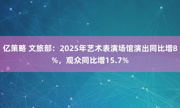 亿策略 文旅部：2025年艺术表演场馆演出同比增8%，观众同比增15.7%